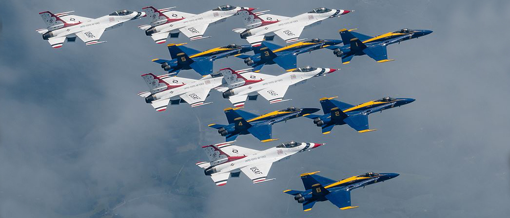 Aviation History | History of Flight | Aviation History Articles, Warbirds, Bombers, Trainers, Pilots | Blue Angels and Thunderbirds Fly Together